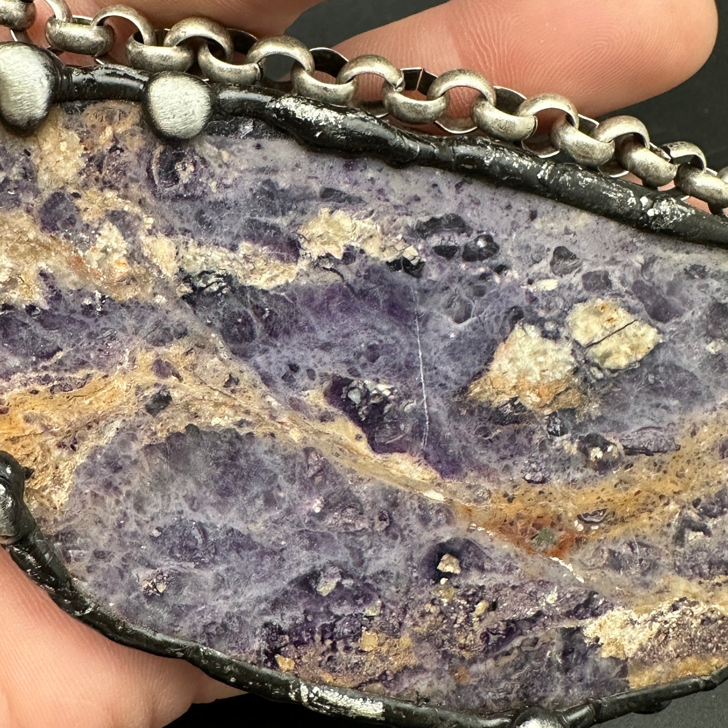 Martinique ~ Opaque Purple Fluorite Slab Necklace