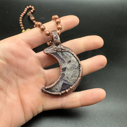 Tidings ~ Copper Half Moon Amethyst Necklace