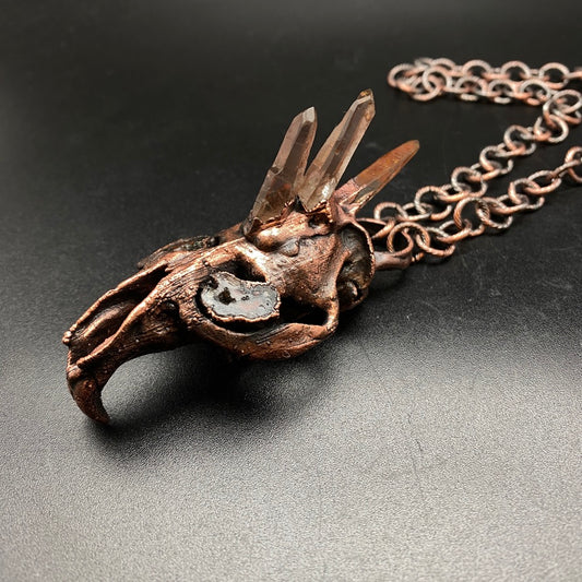 Chimera Anarcha ~ Copper Electroformed Skull Talisman Necklace