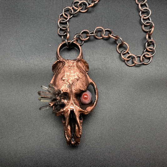 Chimera Infectus ~ Copper Electroformed Skull Talisman Necklace