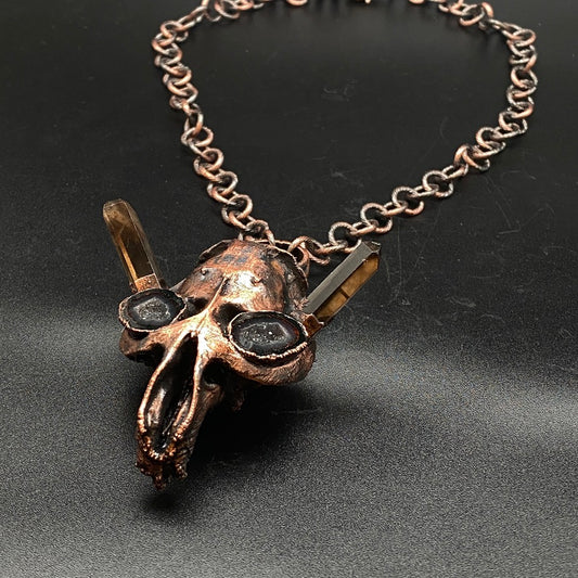 Chimera Morskra ~ Copper Electroformed Skull Talisman Necklace