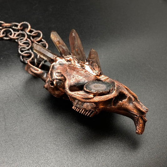 Chimera Anarcha ~ Copper Electroformed Skull Talisman Necklace