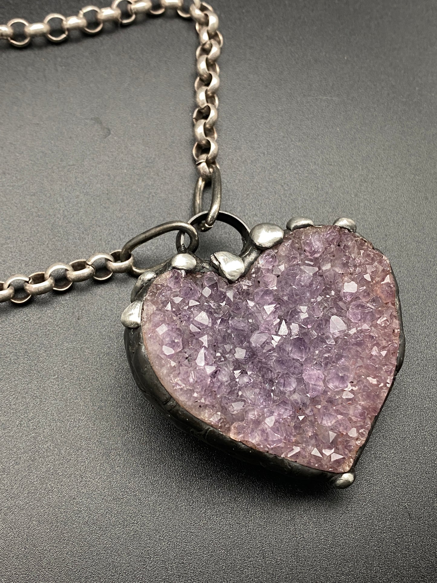 Glow Up ~ Heart Shaped Amethyst Crystal Necklace