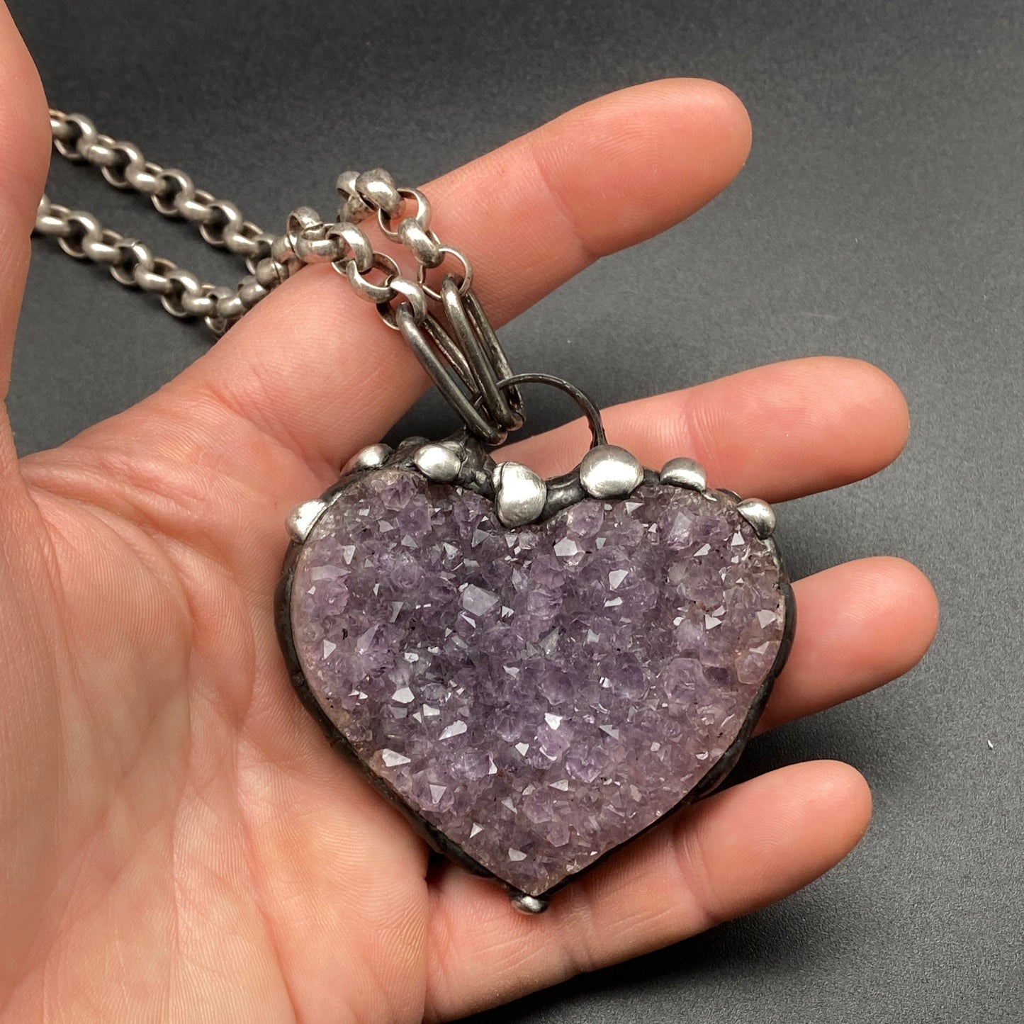 Glow Up ~ Heart Shaped Amethyst Crystal Necklace