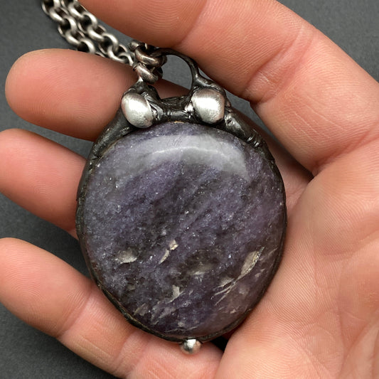 Grape Juice ~ Lepidolite Orb Necklace
