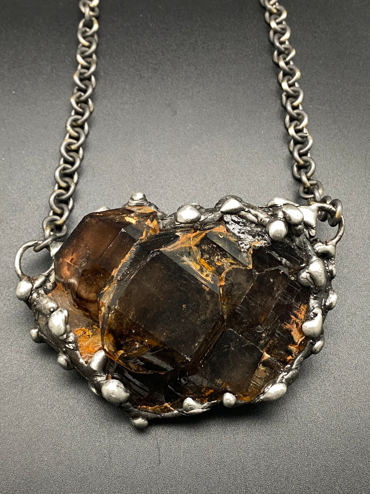 Oberon~ Huge Dark Elestial Smoky Quartz Necklace