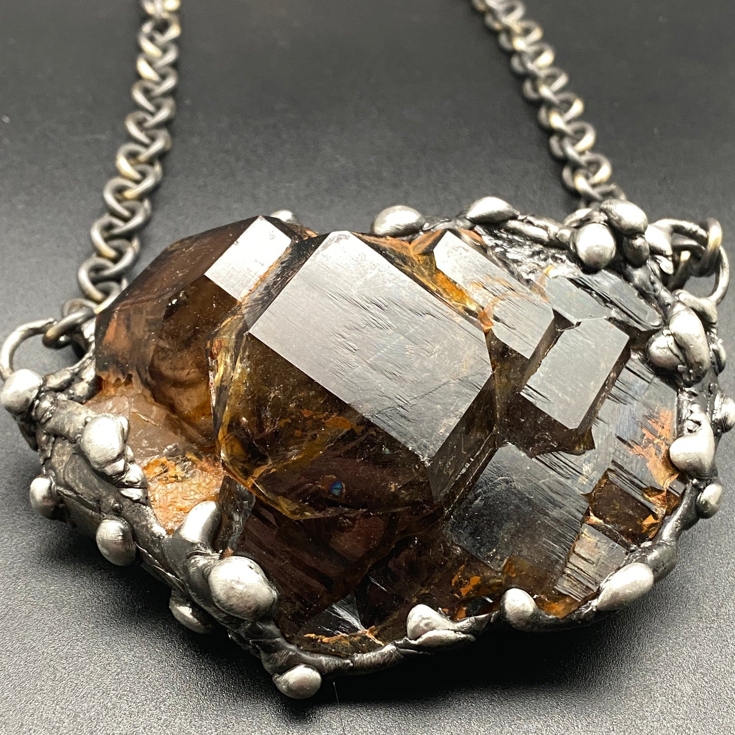 Oberon~ Huge Dark Elestial Smoky Quartz Necklace