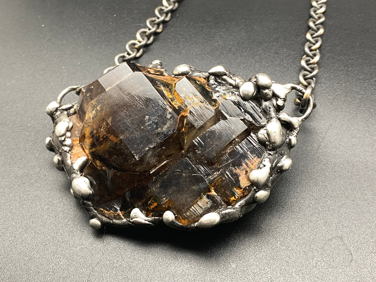 Oberon~ Huge Dark Elestial Smoky Quartz Necklace