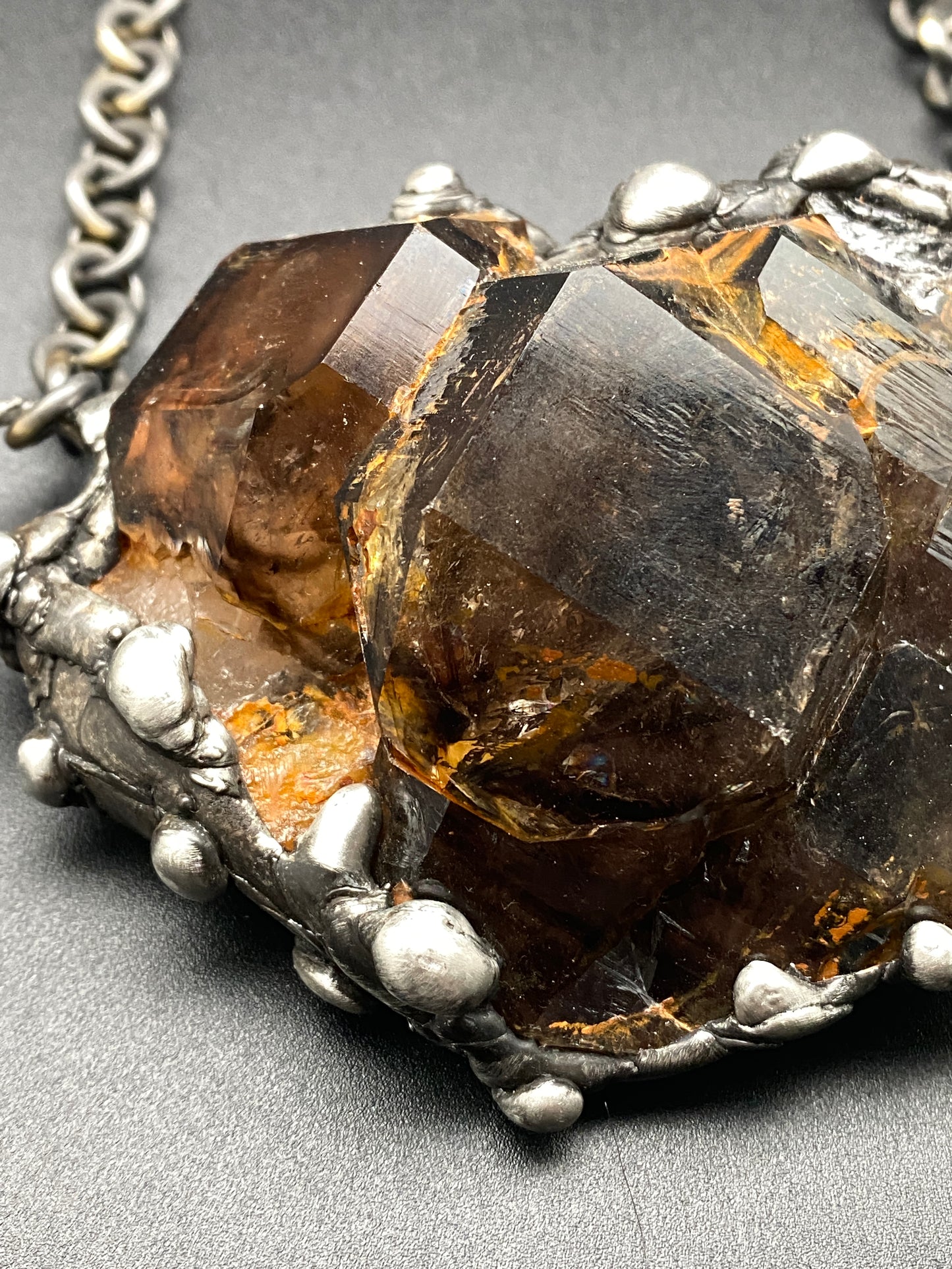 Oberon~ Huge Dark Elestial Smoky Quartz Necklace