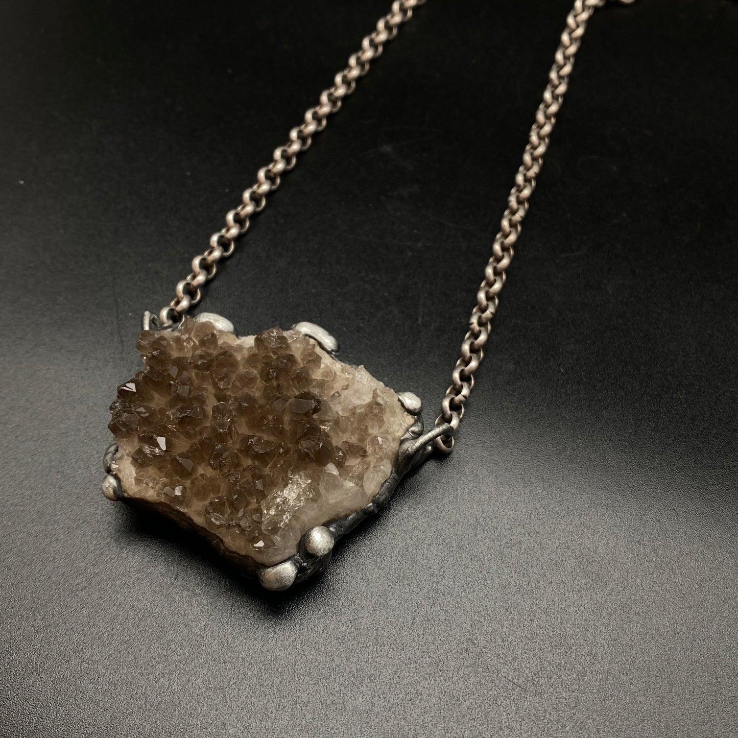 Mirrors ~ Smoky Quartz Cluster Crystal Necklace