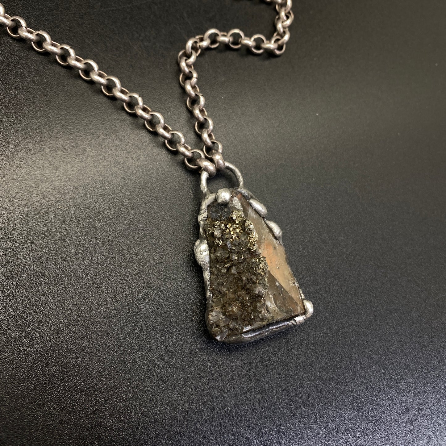 Facet ~ Small Fluorite Necklace With Pyrite