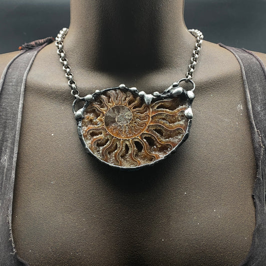 Fibonacci ~ Large Fossil Ammonite Necklace