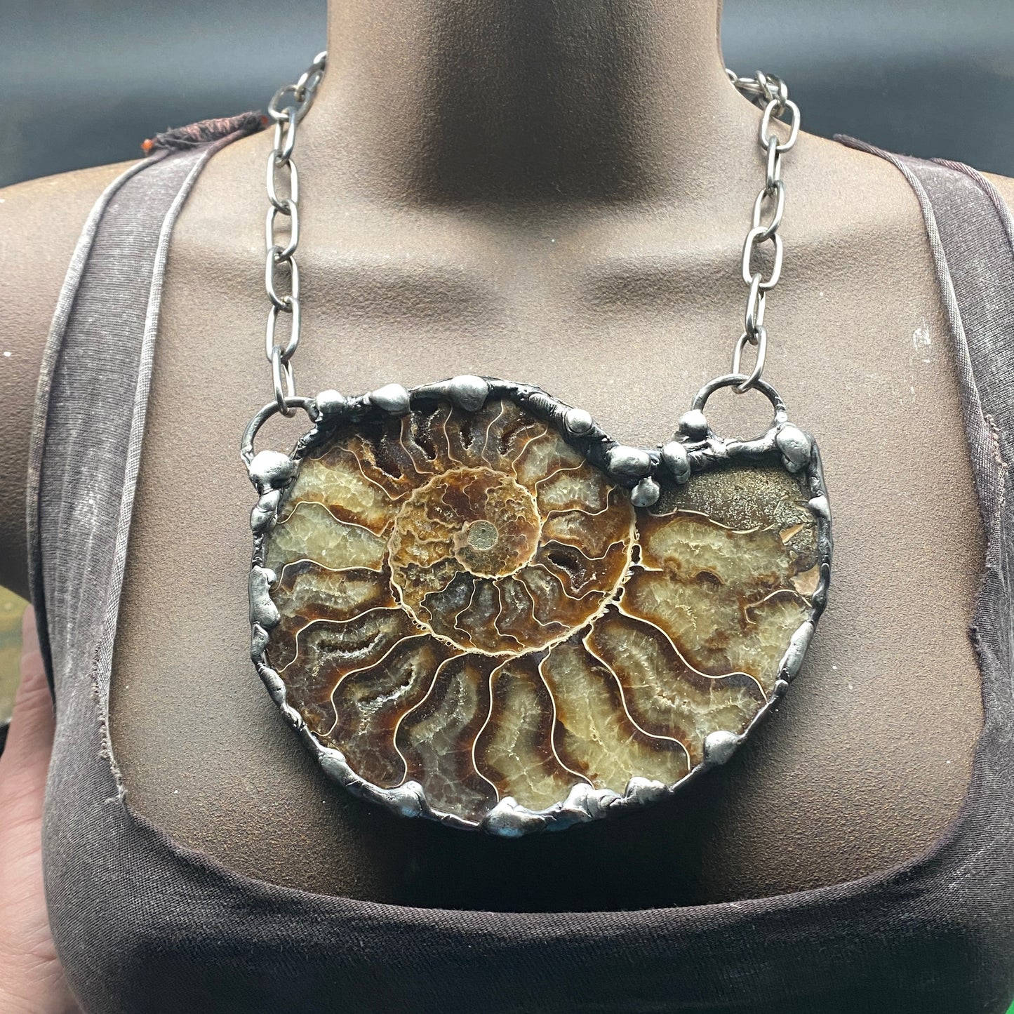 Fibonacci ~ XL Fossil Ammonite Necklace
