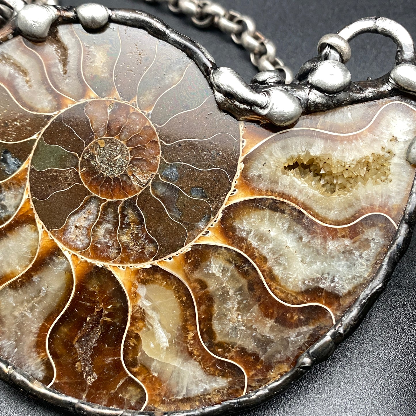 Fibonacci ~ Large Fossil Ammonite Necklace