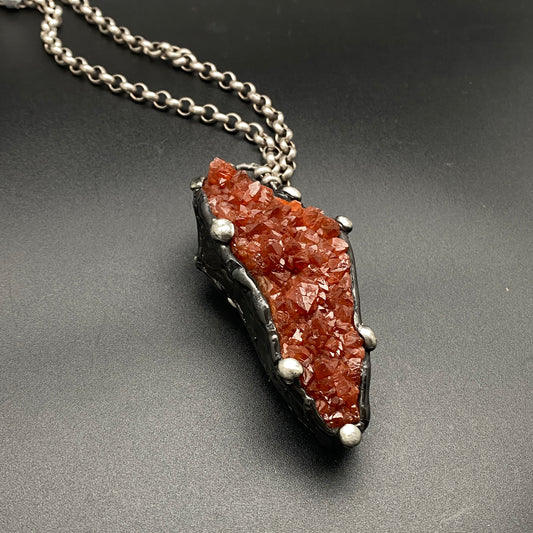 Reach ~ Hematoid Quartz Cluster  ~ Statement Red Quartz Necklace