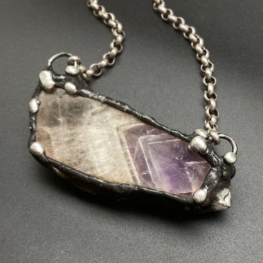 Chevron ~ Chevron Amethyst Slab Crystal Necklace