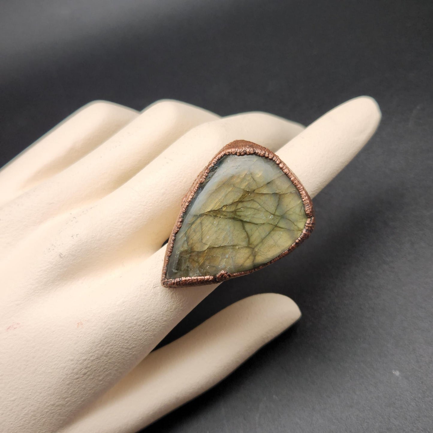 The Golden Hour ~ Warm Labradorite Statement Ring XL