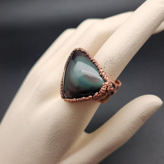 Mirage ~ Rainbow Obsidian Statement Ring