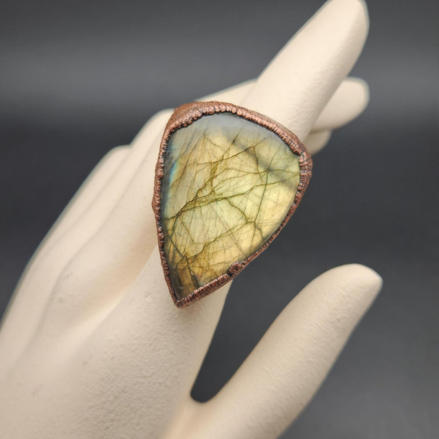 The Golden Hour ~ Warm Labradorite Statement Ring XL