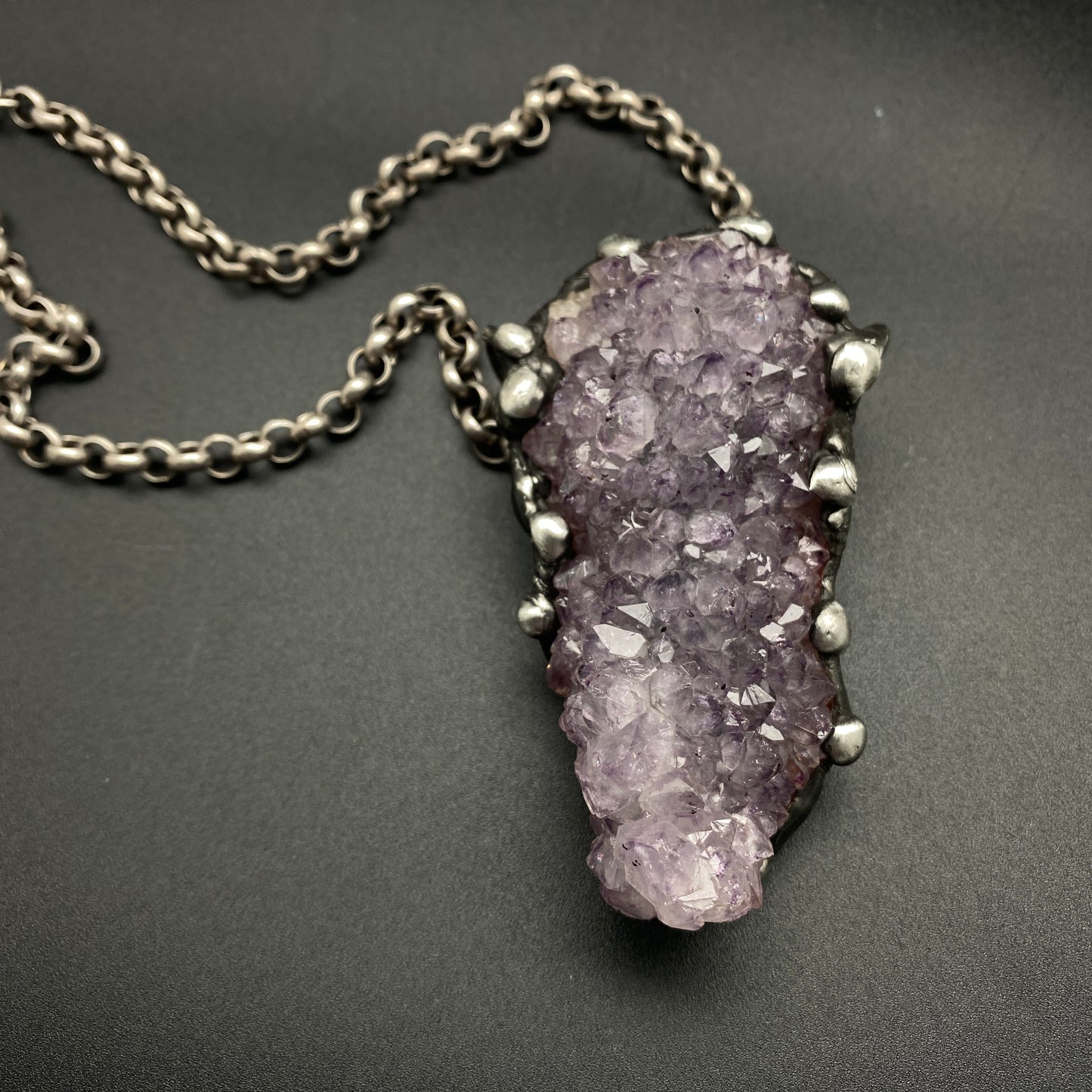 Sideshow ~ Amethyst Druzy Crystal Necklace