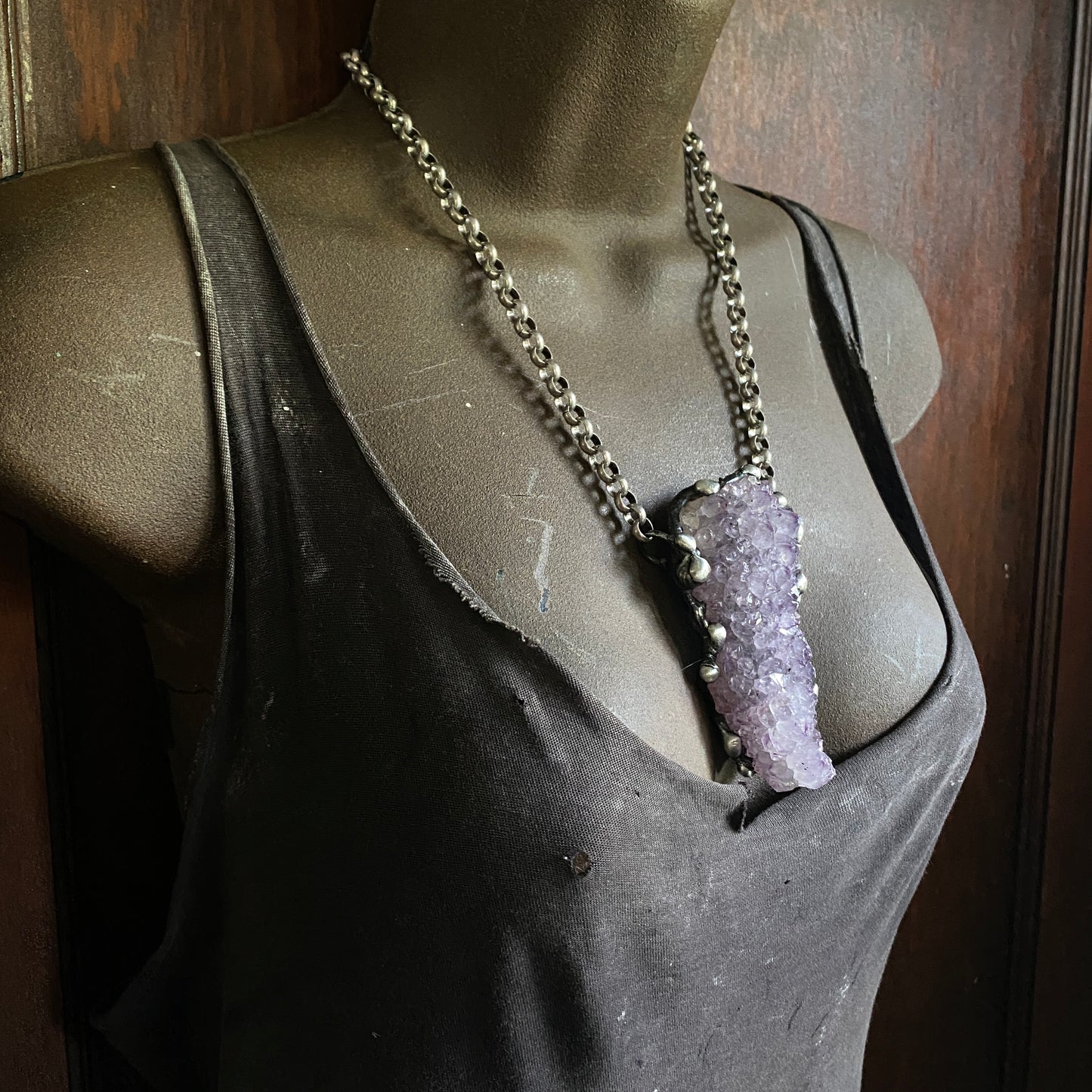 Sideshow ~ Amethyst Druzy Crystal Necklace