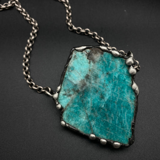 Iceberg ~ Large Amazonite Slab Necklace