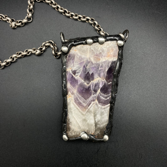 Chevron ~ Chevron Amethyst Slab Crystal Necklace