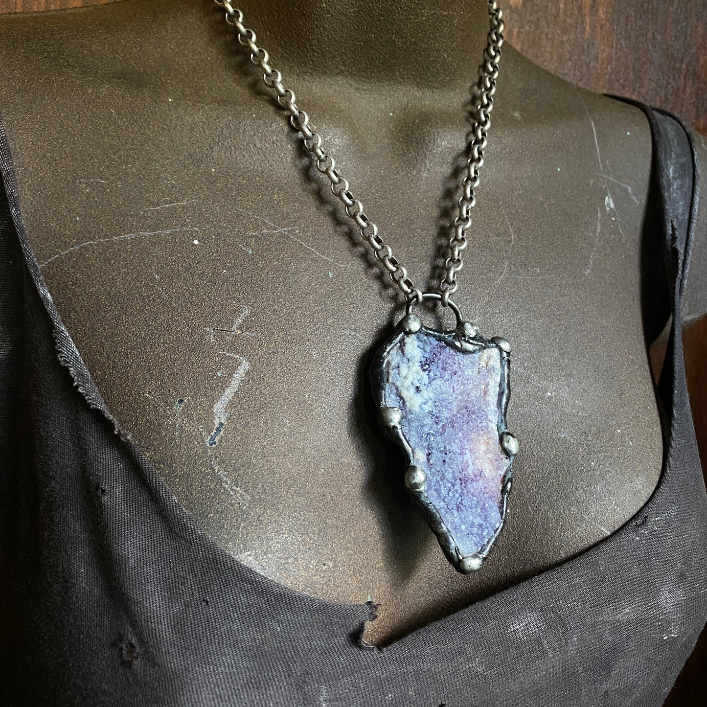 Purple Dreams ~ Spirit Flower Geode ~ Chalcedony & Fluorite Necklace
