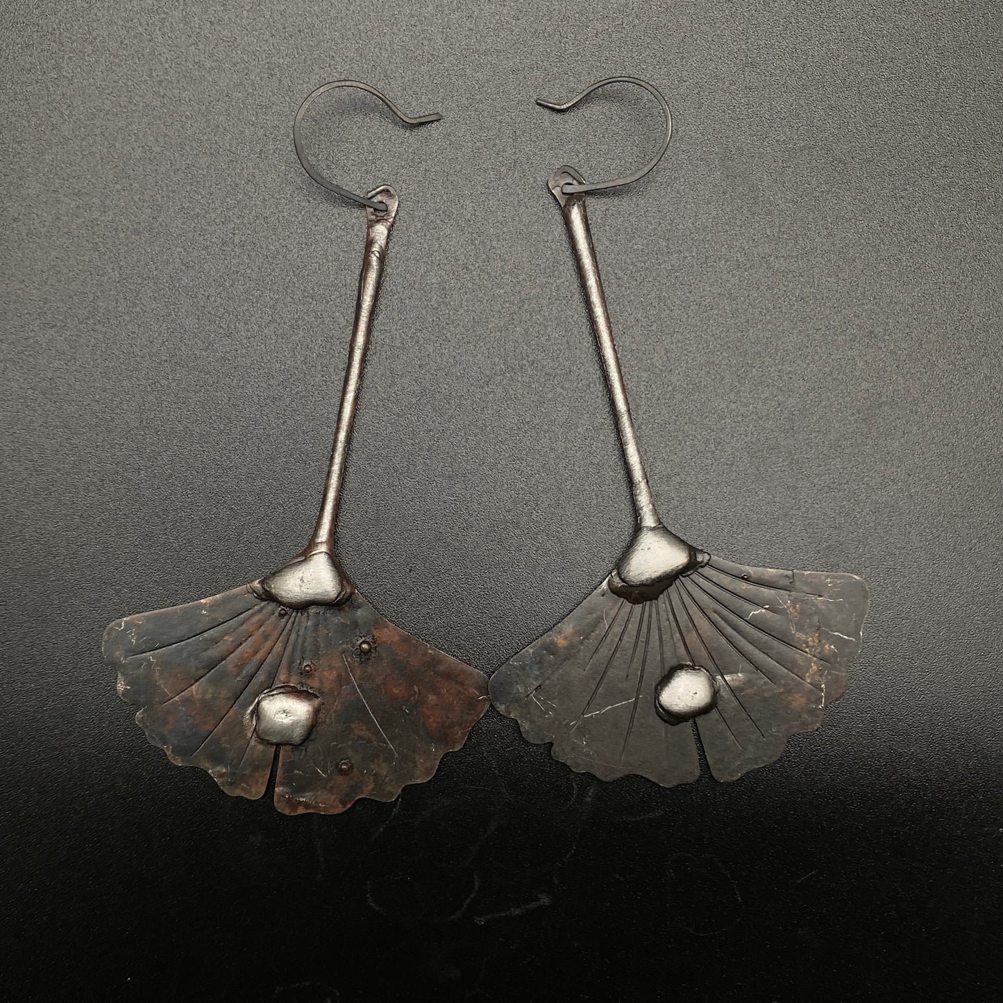 Ginko  ~ Large Soldered Lightweight Leaf Earrings