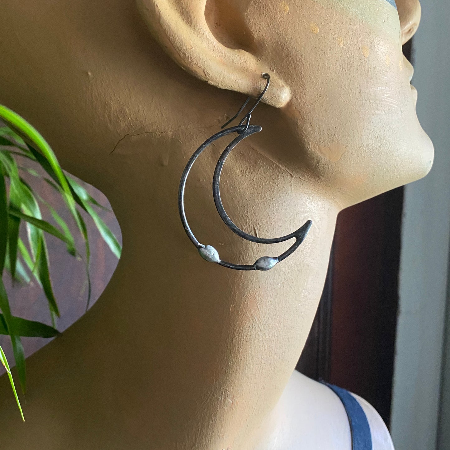 Luna  ~ Soldered Lightweight Moon Earrings Large