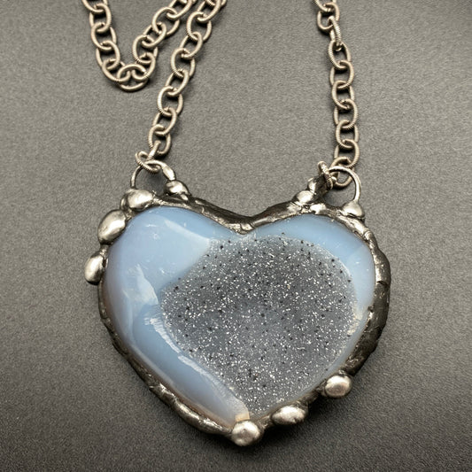 Trust ~ Sparkle Agate Heart Necklace