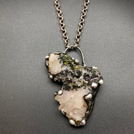 Gaia ~ Epidote Quartz Tourmaline ~ Statement Necklace