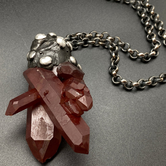 Reach ~ Hematoid Quartz  ~ Statement Red Quartz Necklace