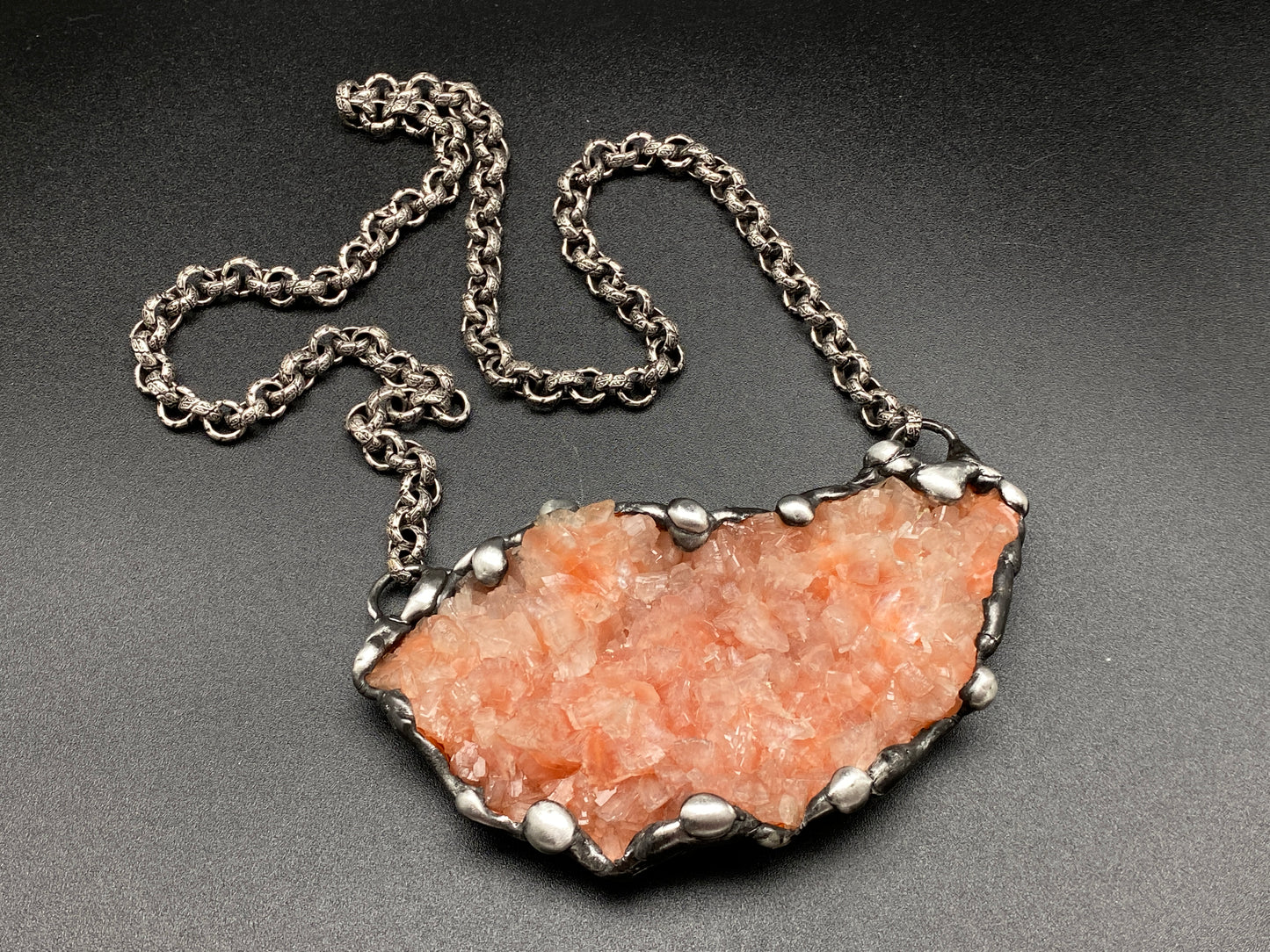 Creamcicle ~ Peachy Apophylite ~ Zeolite Cluster Necklace