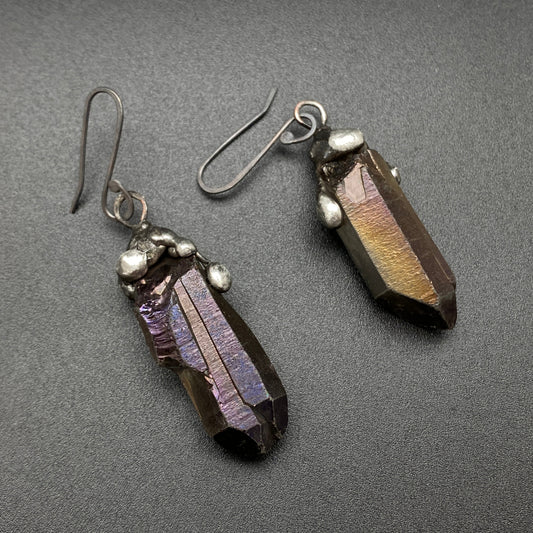 Launch ~ Titanium Quartz Earrings