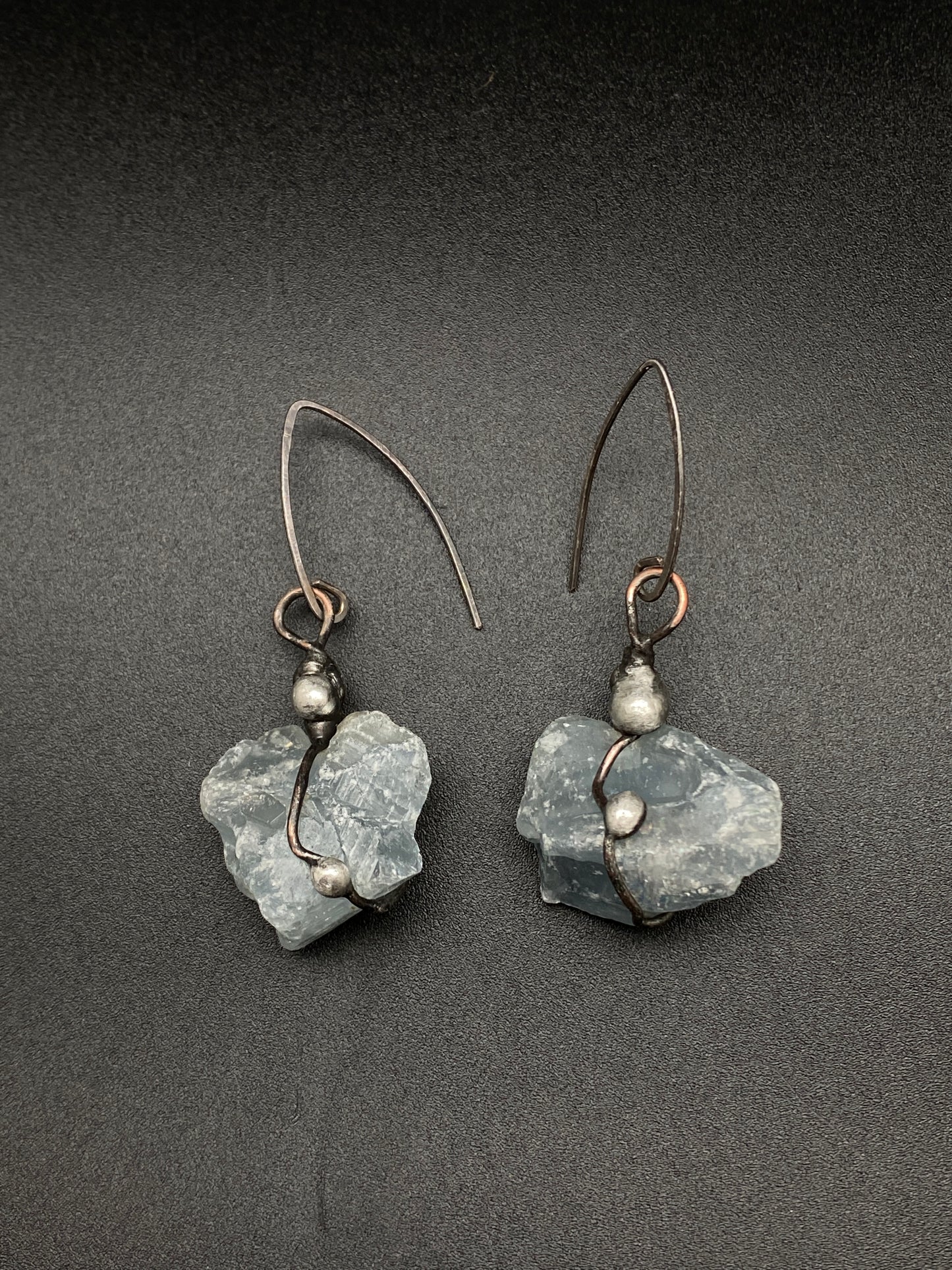 Connections ~ Celestite Earrings Oxidized Silver