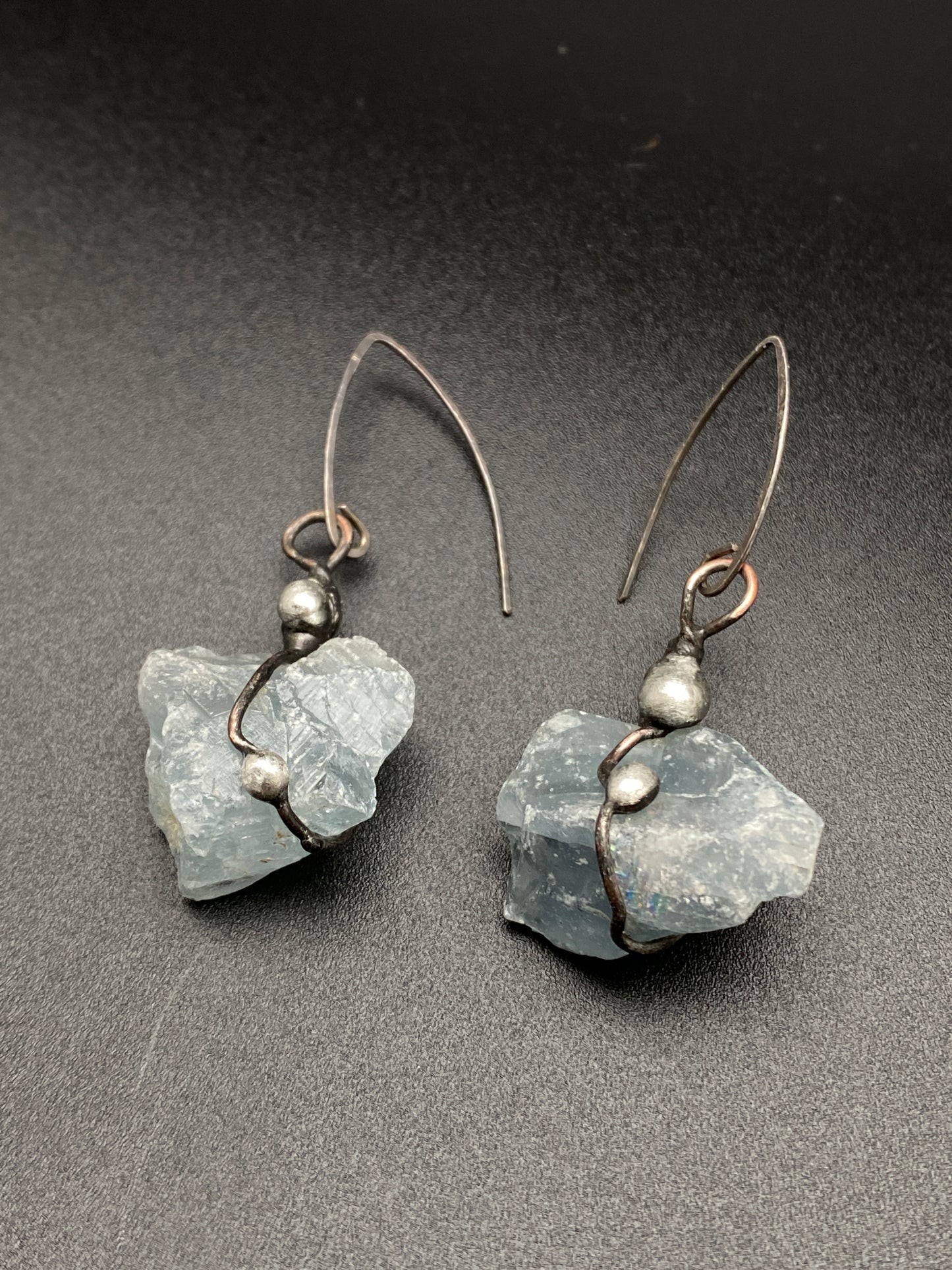 Connections ~ Celestite Earrings Oxidized Silver