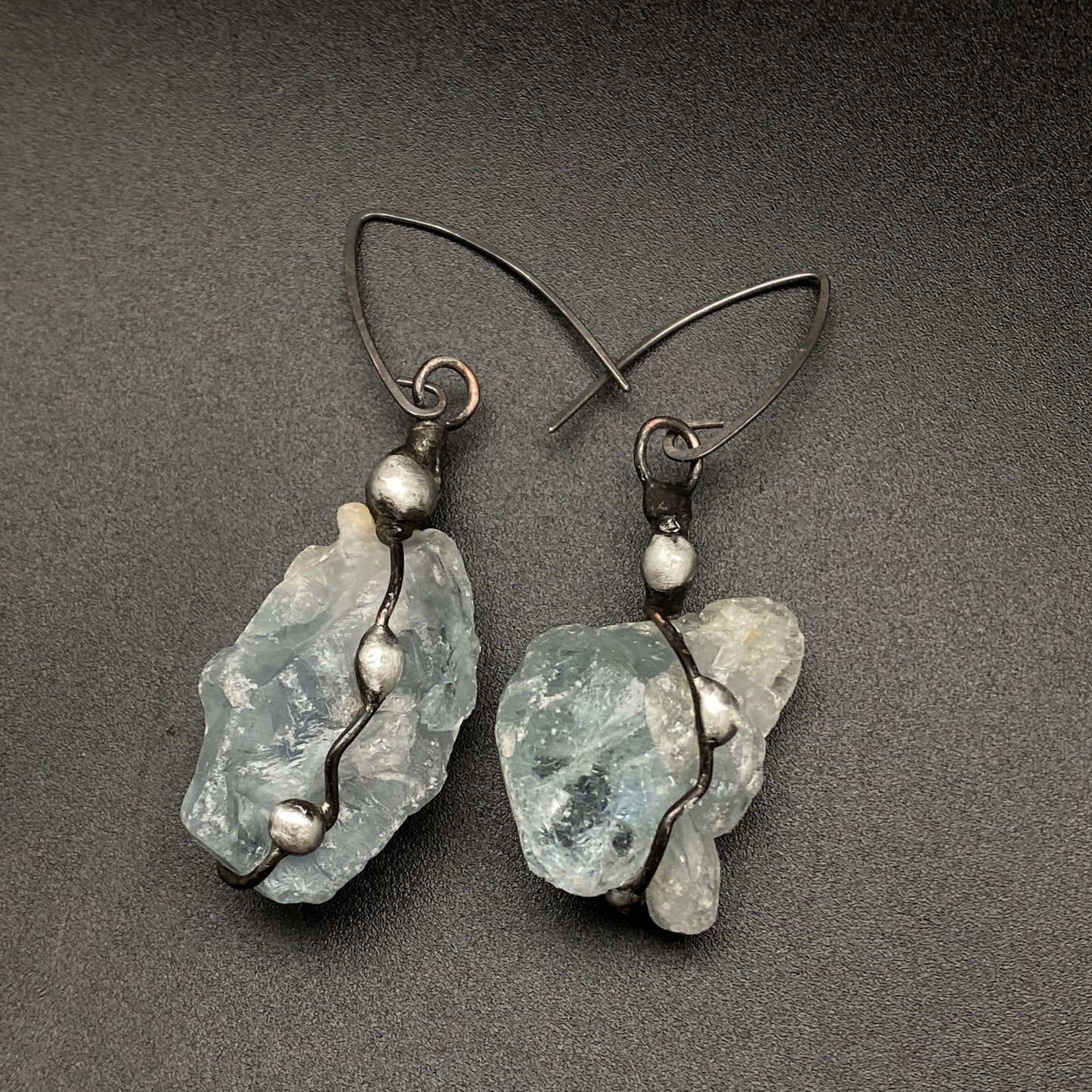 Connections ~ Celestite Earrings Oxidized Silver