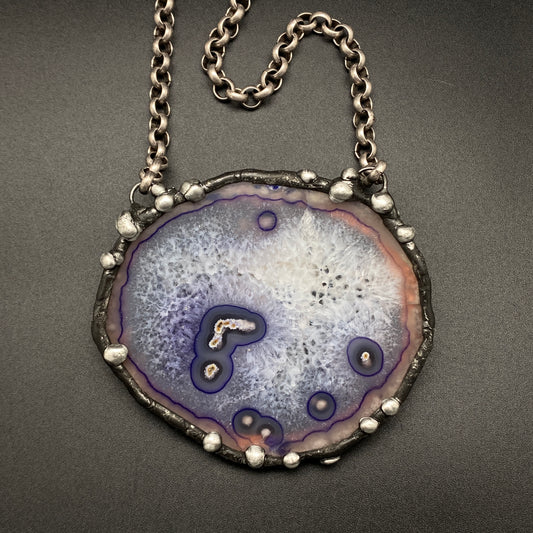 Andromeda ~ Purple Agate Disc Necklace