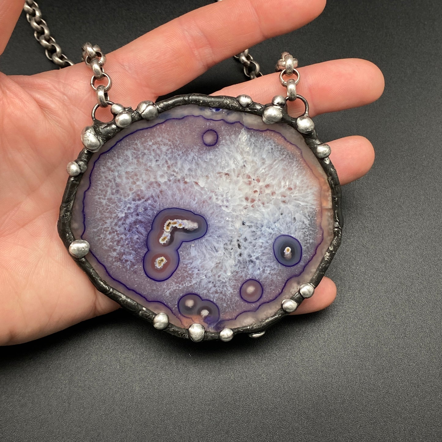 Andromeda ~ Purple Agate Disc Necklace