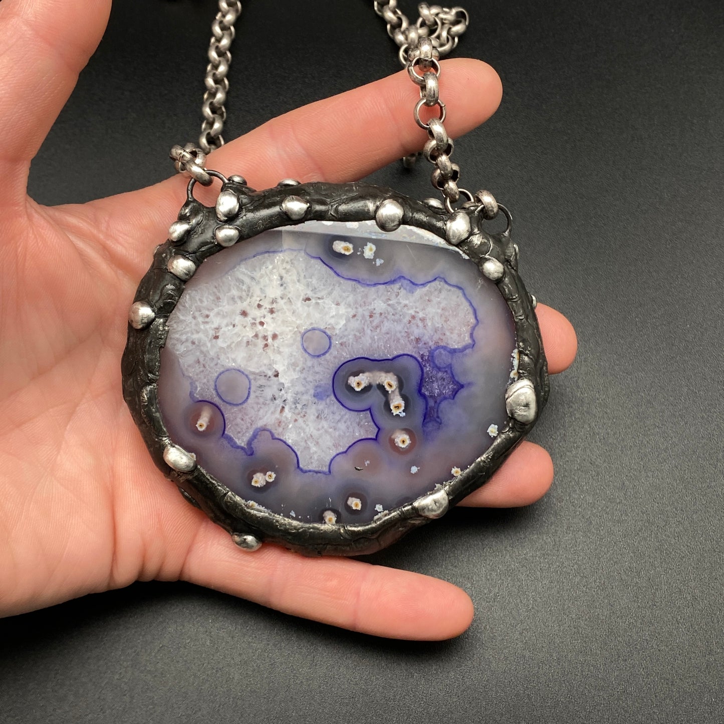 Andromeda ~ Purple Agate Disc Necklace