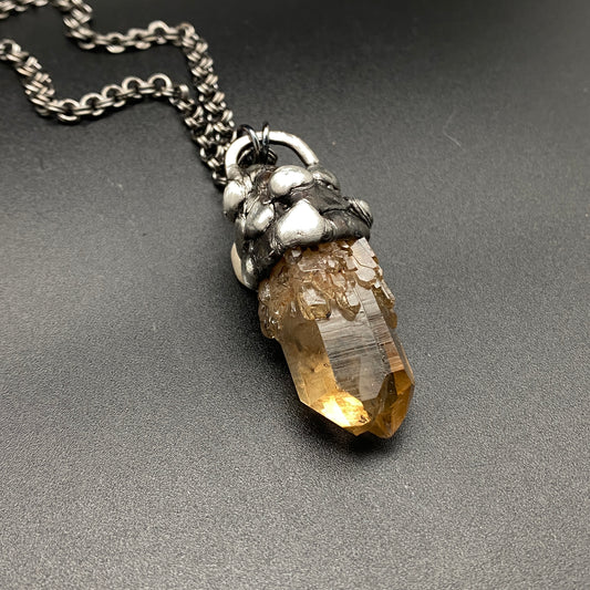 Castle For A Dreamer ~ Small Amber Smoky Kundalini Citrine Necklace