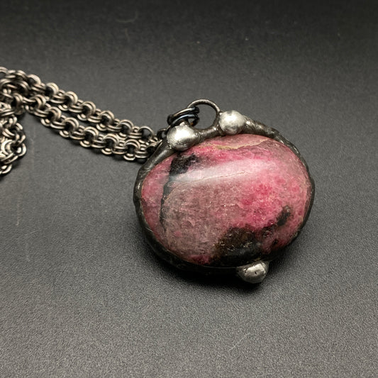 Pomegranite ~ Rhodonite Orb Necklace