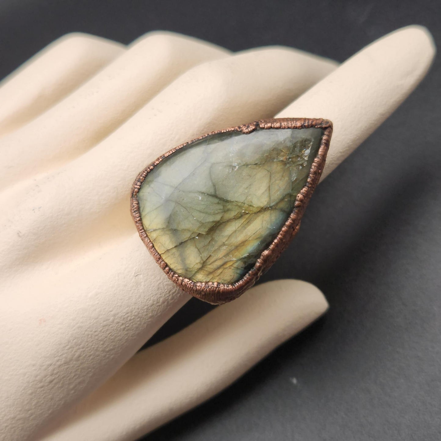 The Golden Hour ~ Warm Labradorite Statement Ring XL