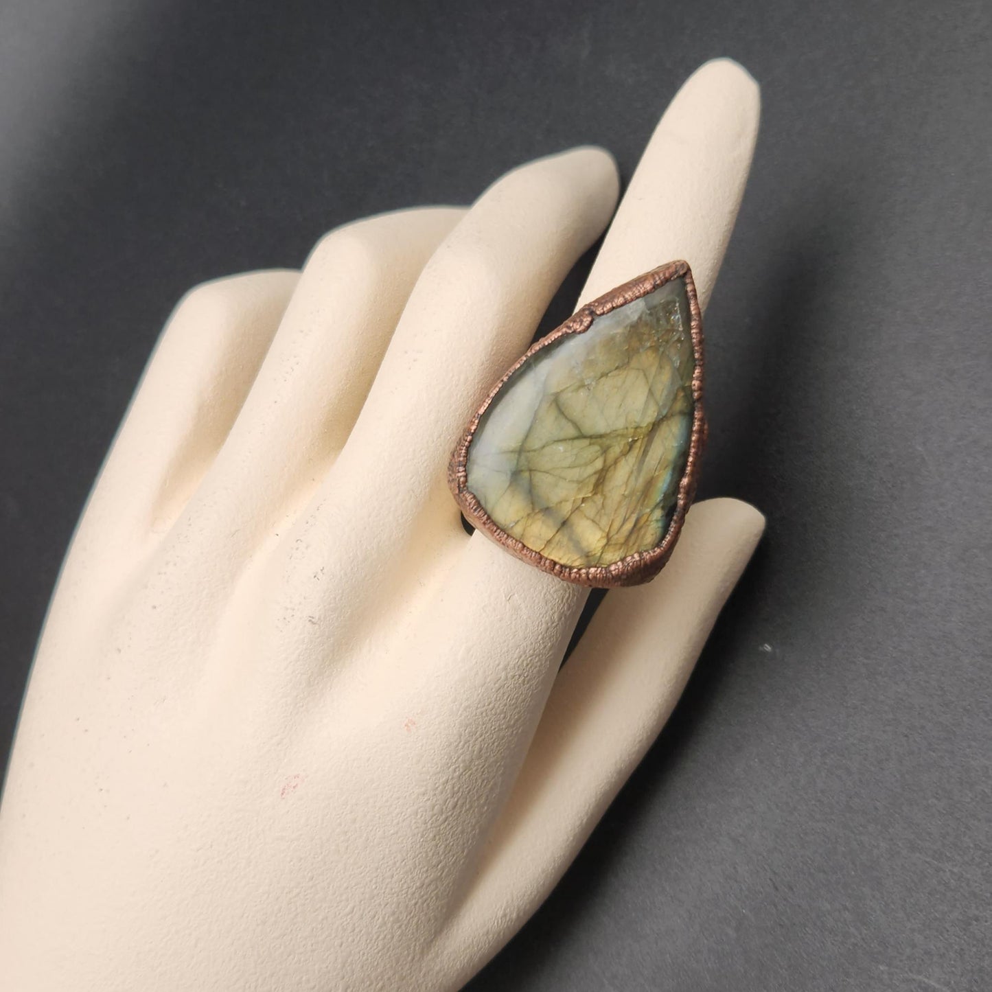 The Golden Hour ~ Warm Labradorite Statement Ring XL